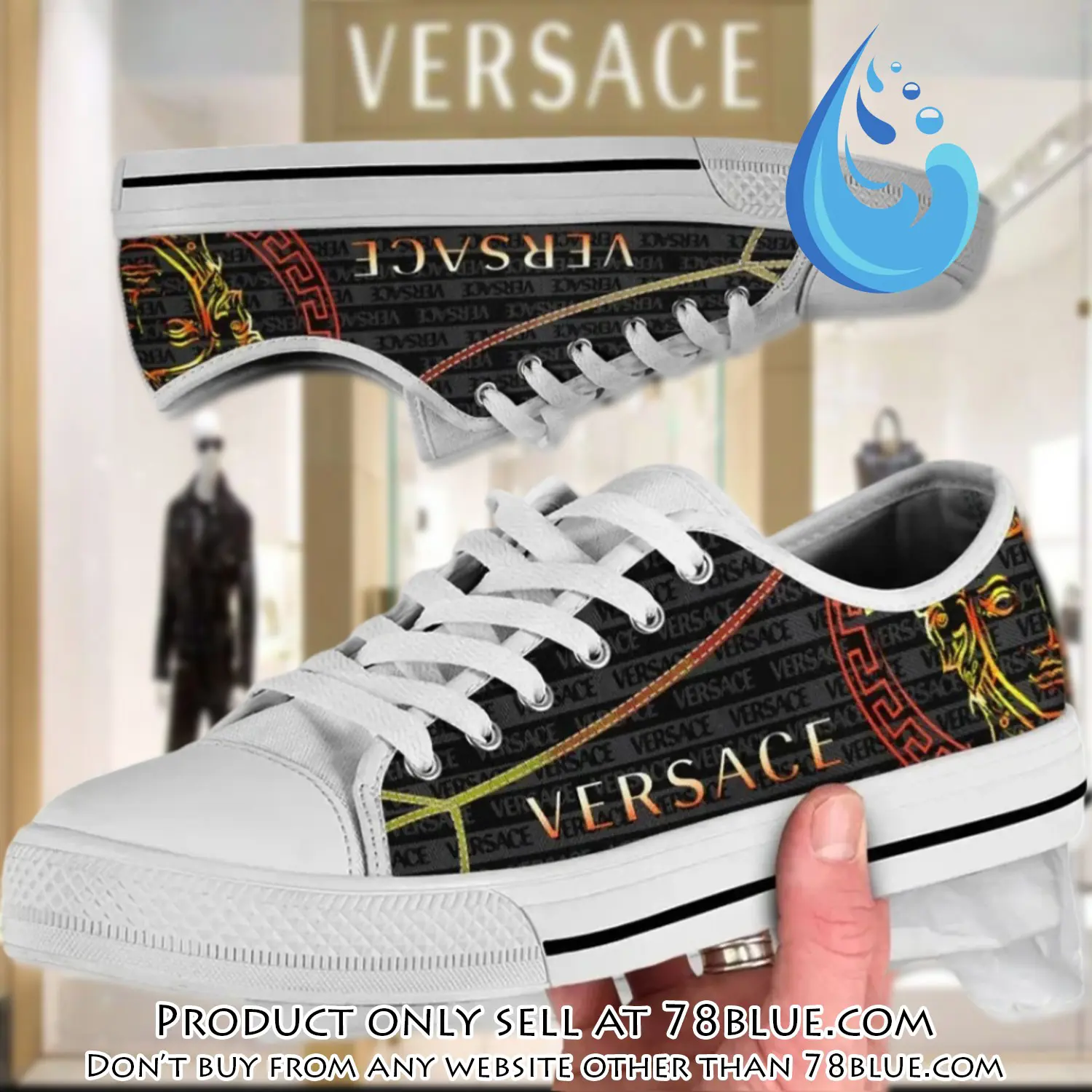 Versace medusa golden pattern black low top canvas shoes luxury brand gifts for men women 78b0529776